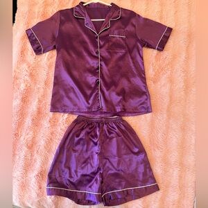 Purple Satin Pajama Set